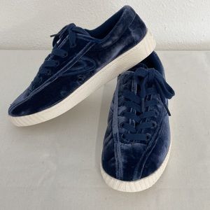 Madewell x Tretorn blue velvet sneakers